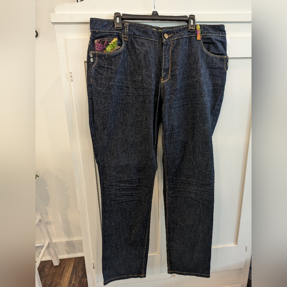 Coogi women's size 20 jeans embroidery bling fancy CGbuttons dark denim